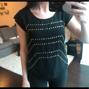 Gold Beaded Black Express Top